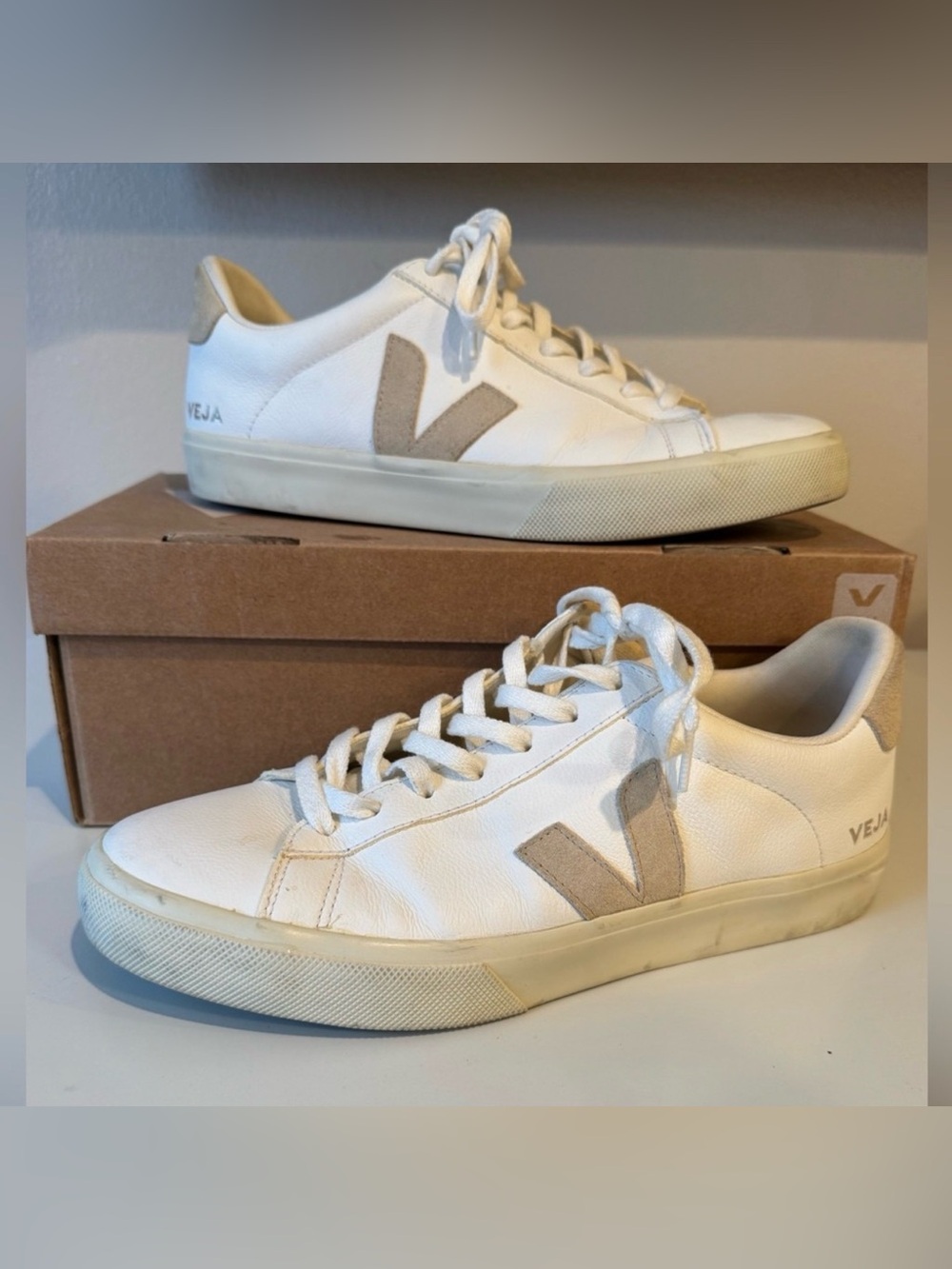 Veja Campo Cream and Tan Sneakers